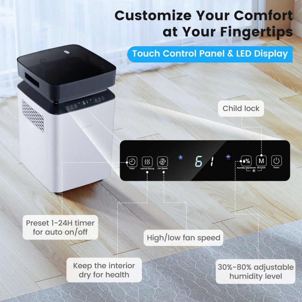 Topcobe 90 Pint 4500/6000 Sq. Ft Dehumidifier with Continuous and Auto Mode for Home Dorm