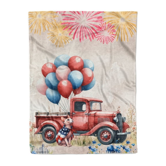 Vintage Patriotic Sphynx 4th of July Independence Memorial Day Cozy Fleece Blanket Cat Lover Kitten Owner Gifts Idea Warm Soft Throw Blanket - 01006
