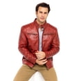 thumbnail image 3 of Skylinewears Mens Vintage Leather Jacket Stand Collar 100% Genuine Sheepskin Leather Coat Size S, 3 of 6