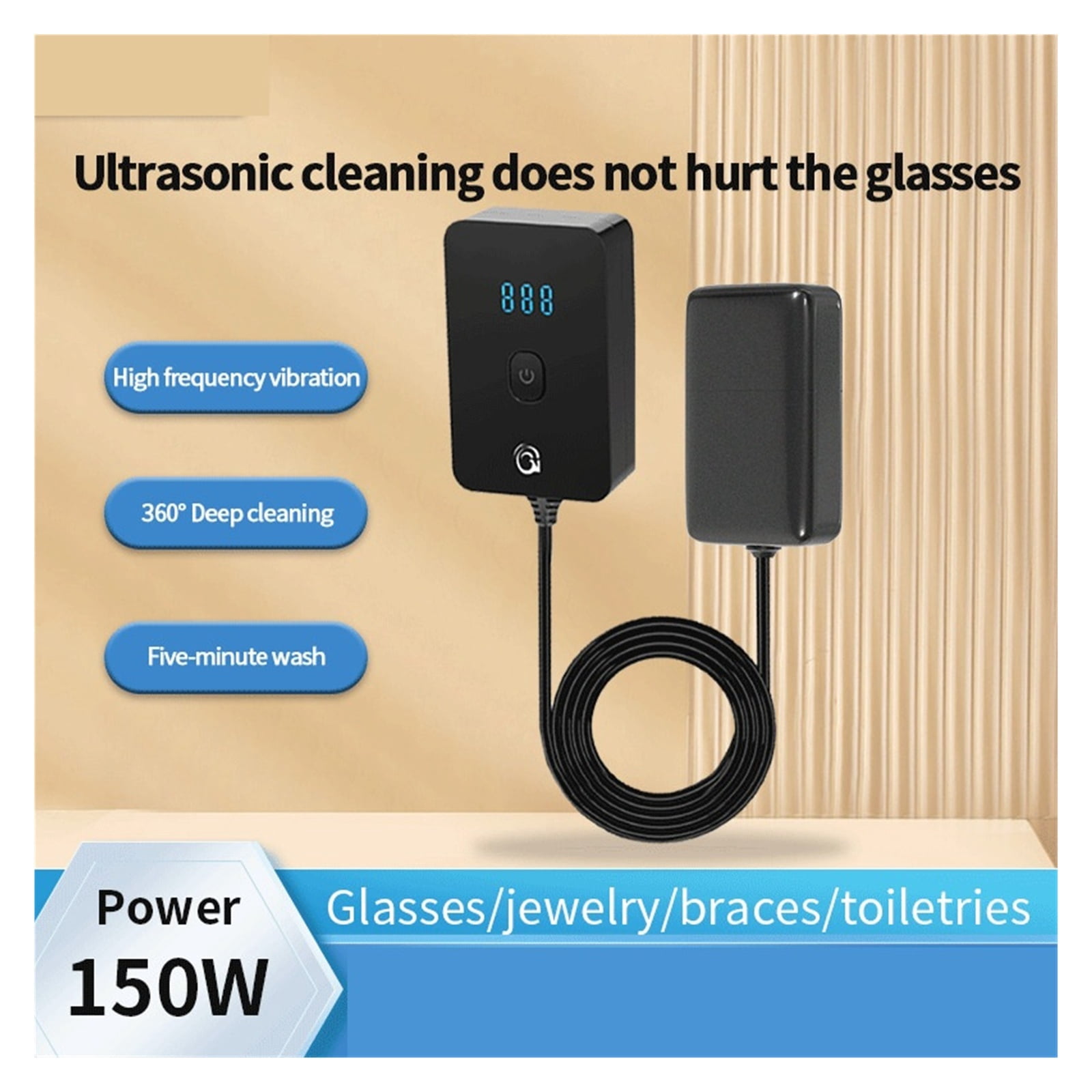 Portable Ultrasonic Cleaner,Fruit Vegetable Ultrasonic Cleaning, Jewelry Washing Machine ,Convenient to Use