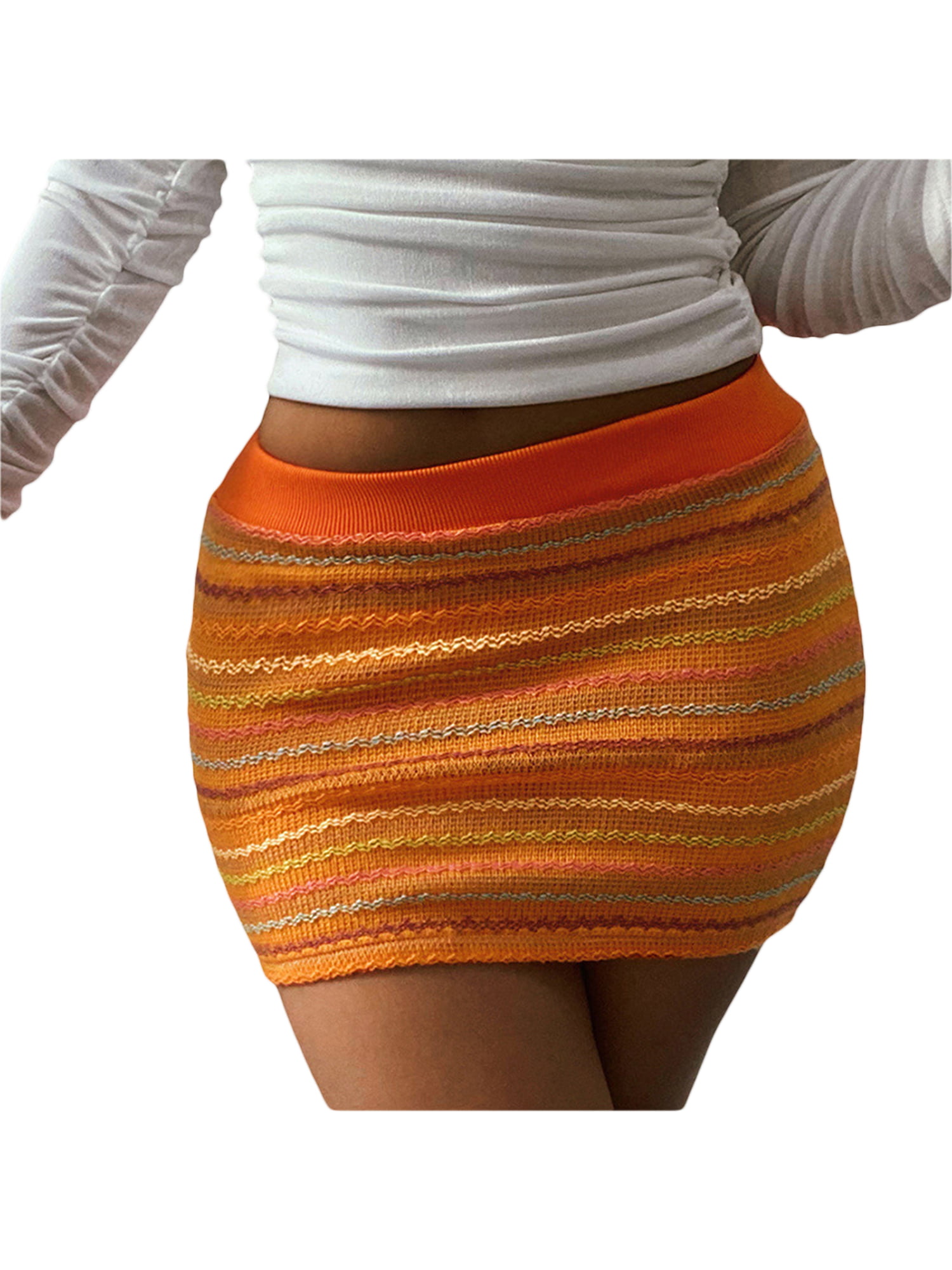 Imcute - Imcute Women's Bodycon Mini Skirt Casual High Waist Striped ...