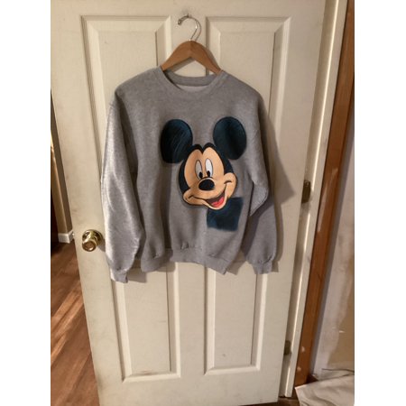 Vintage Y2k Disney Mickey Mouse Double Sided Crewneck Sweatshirt Grey SMALL pre owned