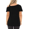 thumbnail image 2 of SHIBEVER Women Plus Size Tops Summer Casual Short Sleeve Loose Fit Tee Shirt Twist Knot Blouses Tunics Soild Black Shirts, 2 of 4