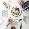 thumbnail image 1 of FMSHPON Green Chevron Pattern Set of 4 Coaster for Drinks, Absorbent Ceramic Stone Coasters Cup Mat with Cork Base for Home Kitchen Room Coffee Table Bar Decor, 1 of 4