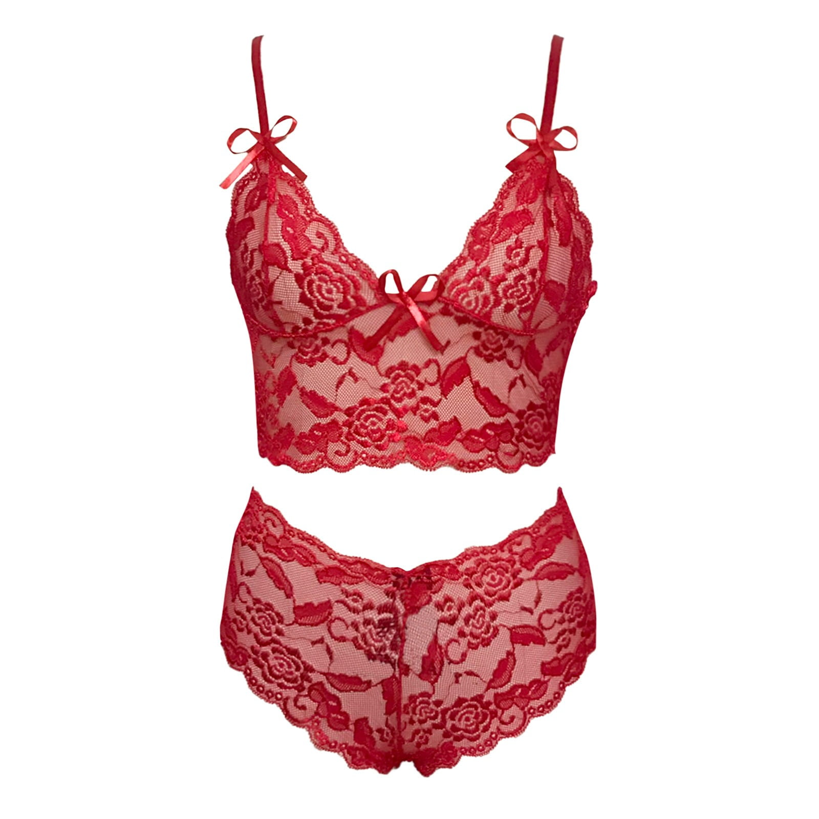 Womens Clothing Lingerie Lingerie and panty sets Briar Thorn Printed Lace Camisole And Shorts Lingerie Set in Red 