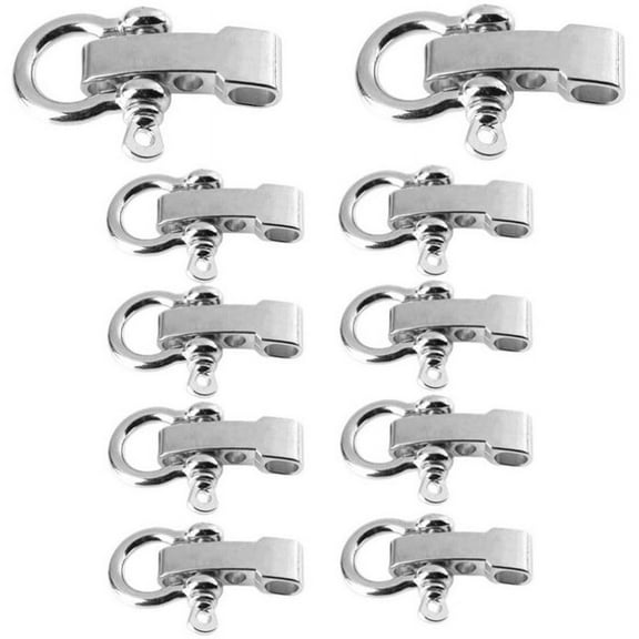 10 Sets Metal Bow Shackle,Alloy Umbrella Rope Buckle, Silver