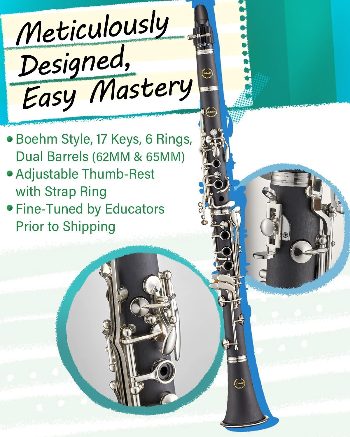 Libretto Bb Clarinet Set for Beginner and Intermediate Players with Accessories