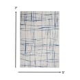 thumbnail image 1 of homeroots home decor 385863 5’ x 7’ Ivory and Blue Irregular Grids Area Rug, 1 of 1