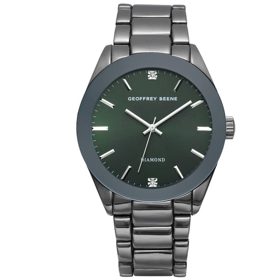 Geoffrey Beene Men's Gunmetal Stainless Steel Dress Watch Classic Quartz, Elegant Design, Water-Resistant