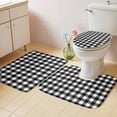 thumbnail image 2 of Black White Plaid Bath Mat 3 Piece Bathroom Rug Set, Modern Simple Buffalo Check Gingham Non Slip Bath Rug Contour Mat and Toilet Lid Cover, Absorbent Shower Mats Soft Bath Rugs and Mats Sets, 2 of 8