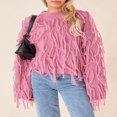 thumbnail image 4 of Ladies‘ Solid Pullover with Long Sleeves and Tasseled Crew Neck, 4 of 9