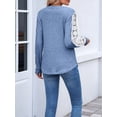 thumbnail image 2 of Womens Long Sleeve Shirts V-Neck Tops Business Casual Blouses Tee Trendy 2025 Fall Fashion Outfits Clothes Blue L, 2 of 8