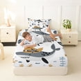 thumbnail image 4 of Feelyou Whale Shark Sea Animal Twin Sheet Sets for Kids Boys Girls, Ocean Coral Wildlife Bedding, Grey White, 3pcs, 4 of 5
