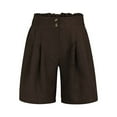 thumbnail image 5 of vigerkar Women's Summer Casual Linen Bermuda Shorts Baggy Comfy Lightweight Buttons Straight Leg Shorts with Pockets Coffee, M, 5 of 6