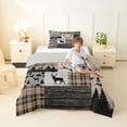 thumbnail image 4 of Manfei Geometric Plaid Twin Comforter Sets,Vintage Deer Bedding Set,Brown,Light Gray Reversible,2 Pieces,1 Comforter and 1 Pillowcase, 4 of 7