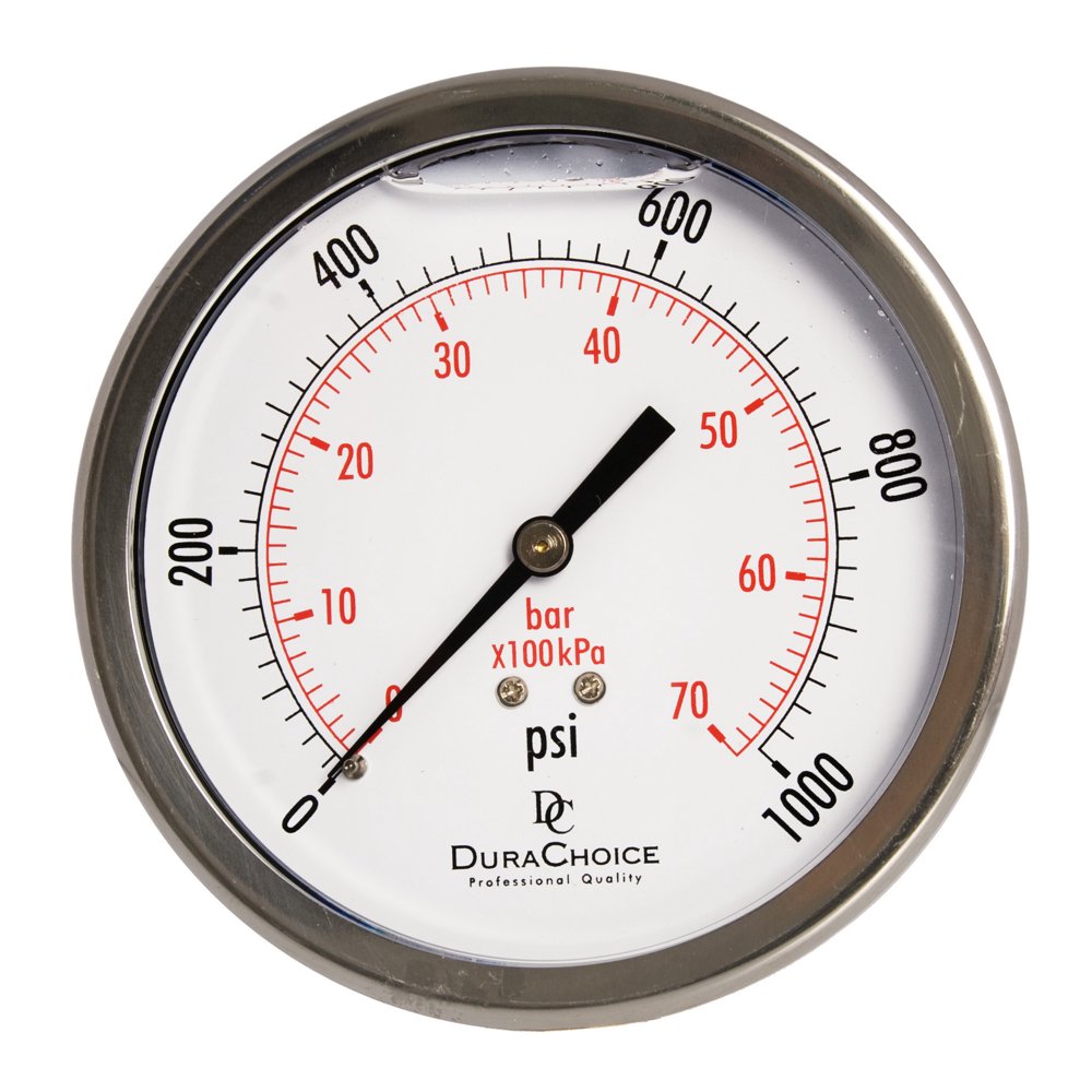 4" Oil Filled Pressure Gauge Stainless Steel Case, Brass, 1/4" NPT