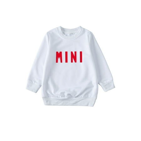 

Frobukio Christmas Family Matching Sweatshirt Letter Print Long Sleeve O-Neck Pullover Casual Mom Child Tops White Kids 3-4 Years