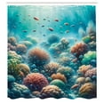 thumbnail image 4 of Ambesonne Coastal Shower Curtain, Underwater Reef Scene Fish, 69"Wx84"L, Turquoise Salmon and Green, 4 of 4