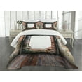 thumbnail image 3 of Ambesonne Grunge Quilted Bedspread Set 3 Pcs, Abondoned Aged Interior, Queen Size, Grey Redwood, 3 of 5