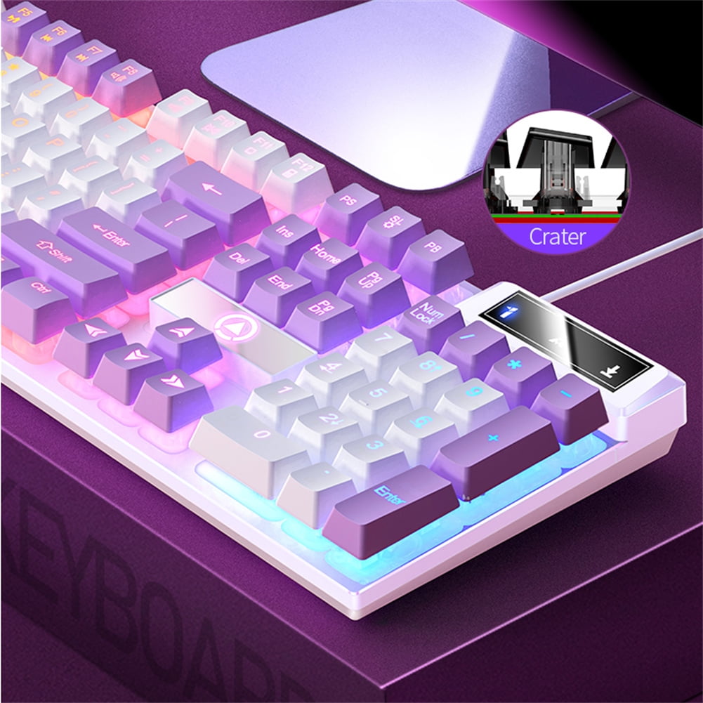 104 Keys Gaming Keyboard Wired Color-Blocking Backlight Mechanical Feel Desktop Computer Keyboard for Desktop Laptop