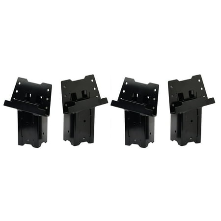 Hunting Wood - HME 4 x 4 Wood Post Elevated Hunting Blind Steel Post Brackets, Black (4 Pack)