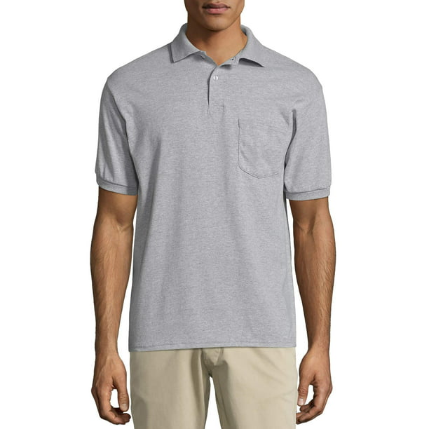 Hanes - Hanes Men's Ecosmart Jersey Polo Shirt with Pocket - Walmart ...