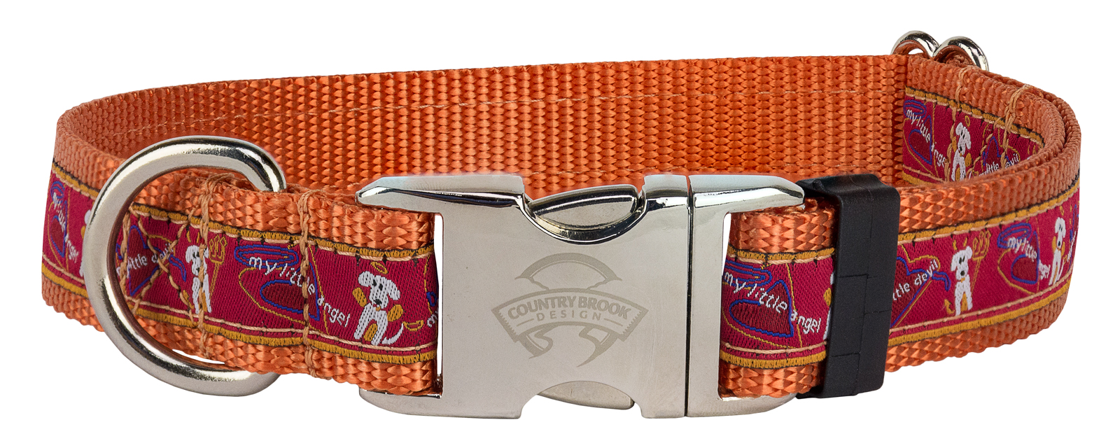 Country Brook Design Premium My Little Angel/Devil Ribbon Dog Collar