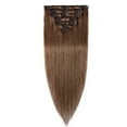 thumbnail image 1 of Extensions de Cheveux Humains Remy 100 % à Clip, Cheveux Humains Lisses et Soyeux, 7 Pcs, 15 clips, 1 of 6