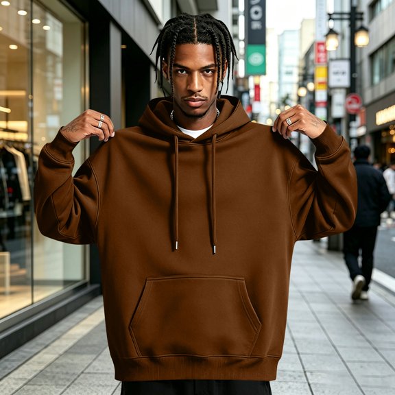 Men Hoodie Sweatshirt Pullover With Kangaroo Pocket Lightweight Casual Hooded Top Apparel For Spring Fall Wear