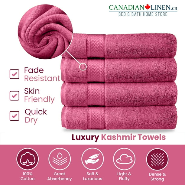 Canadian Linen Luxury Pink Bath Towel Set 4 Pieces Bathroom Towels