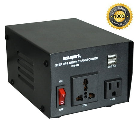 500w Voltage Converter - Instapark ITU-500 Voltage Converter: AC 110V / 220V 500W Step-up and Step-down AC Voltage Transformer with Maximum Load Capacity (MLC) - 500 Watts