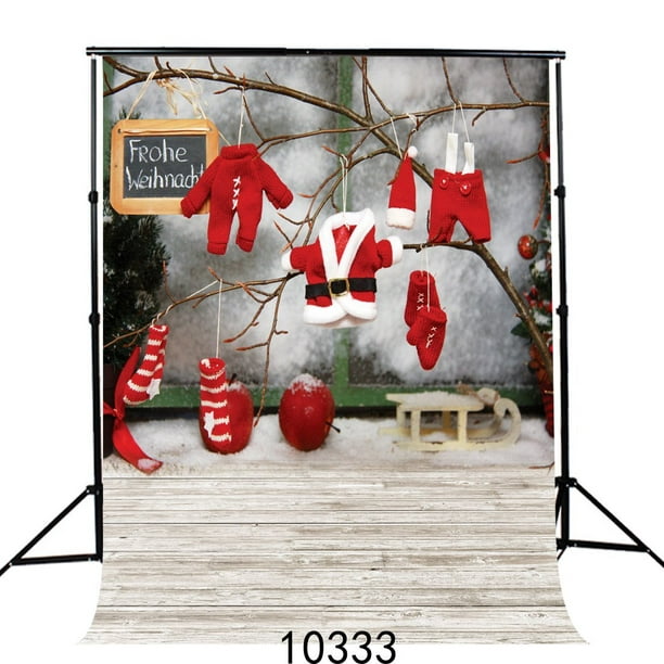 XDDJA Tissu de Polyester 5x7ft Toile de Fond de Photographie de Noël pour les Enfants Vêtements de Père Noël Rouges
