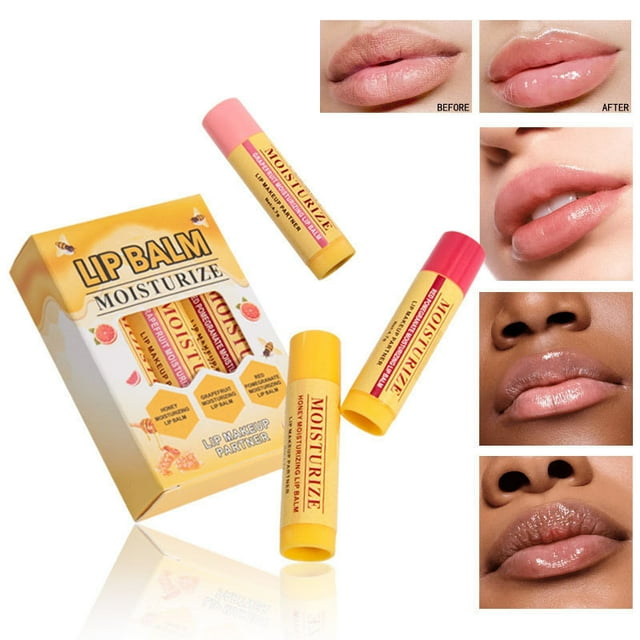 Lápiz labial Set de regalo Lápiz labial Set de lápiz labial Paquete múltiple Sabores de granada y pomelo Lápiz labial natural Sabores frutales Set de lápiz labial hidratante Cuidado de labios