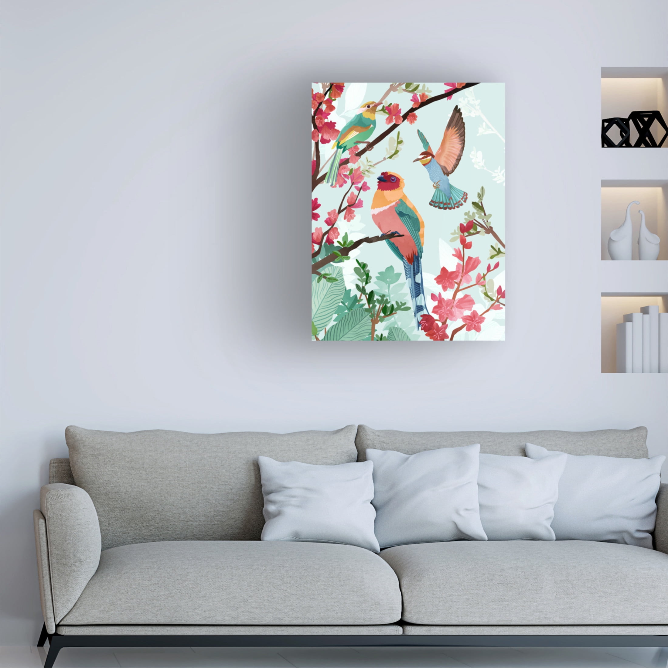 Trademark Fine Art Goed Blauw  Birds of Summer Canvas Wall Art