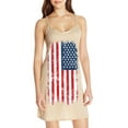 thumbnail image 2 of Leutsin Robe d'Été Décontractée Grande Taille pour Femmes, Robe Slim Ligne A Col en V Imprimé Jour de l'Indépendance Sans Manches, 2 of 4