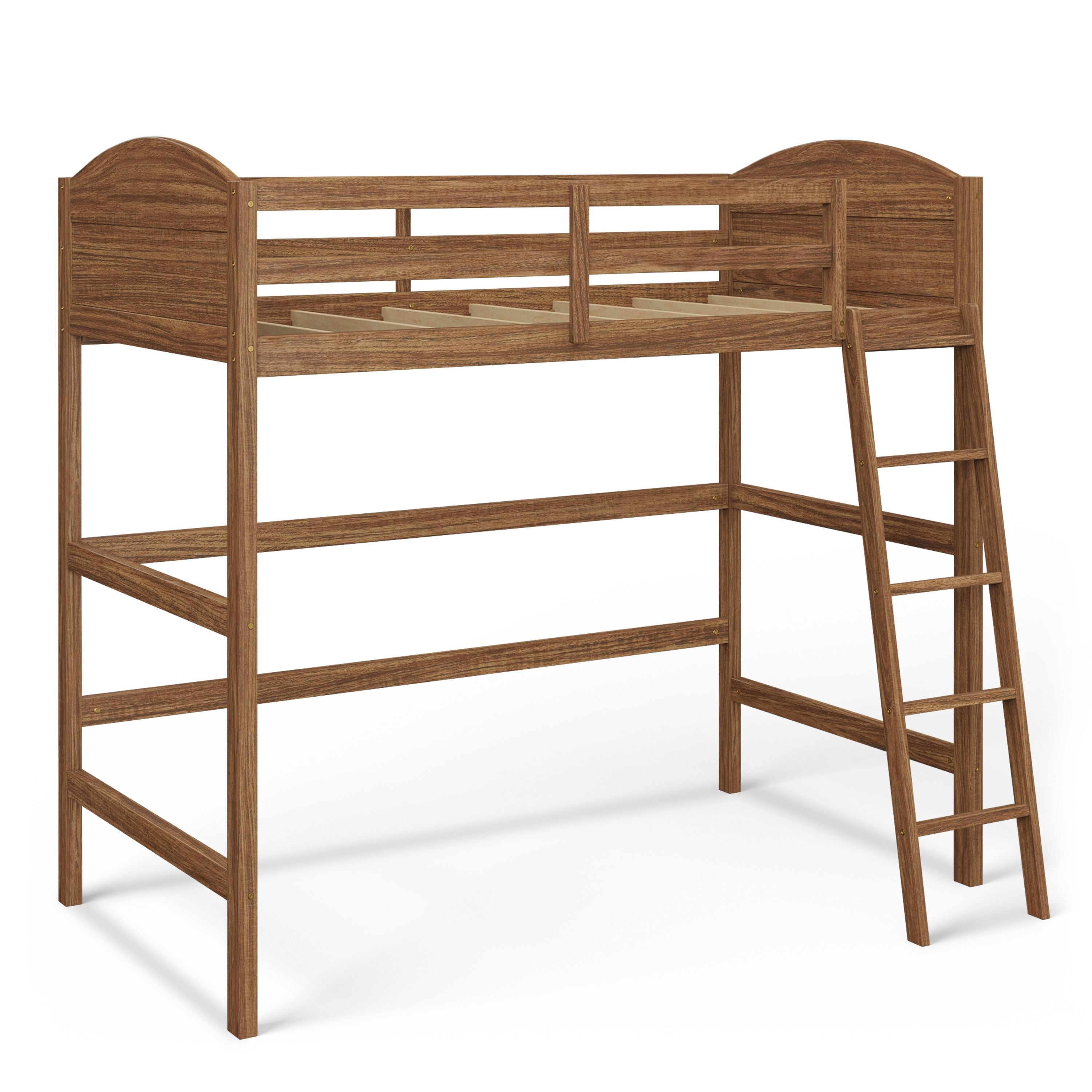 Mainstays Kids Twin Wood Loft Bed, Warm Walnut