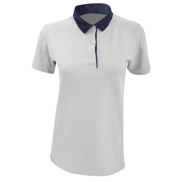 Anvil- Polo doble piqué semi ajustado para mujer (Blanco/Azul marino)