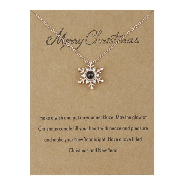 Joyería De Navidad 100 Idiomas I Love You Collar Navidad Copo De Nieve Elk Cristal Colgante Collar Regalo De Navidad Speravity AP007575-01