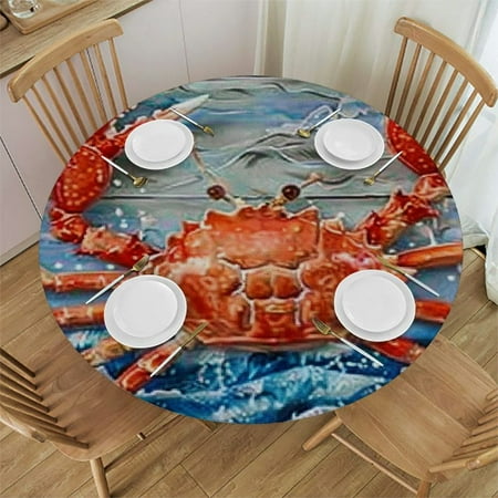 

SHERONV Crab Wave Boat Round Tablecloth Stain-Resistant Washable 46 -50
