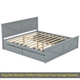 thumbnail image 5 of King Size Wooden Platform Bed with Four Storage Drawers and Support Legs, Gray, 5 of 12