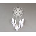 thumbnail image 1 of Atrapasueños Negro, Atrapasueños Atrapasueños con Cuentas y Plumas para la decoración del Dormitorio del Coche del hogar, 20,5 cm de diámetro, Blanco, 1 of 5