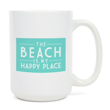 

15 fl oz Ceramic Mug The Beach is My Happy Place Simply Said Teal Dishwasher & Microwave Safe