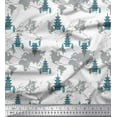 thumbnail image 1 of Soimoi Blue Poly Georgette Fabric Tree & World Map Printed Craft Fabric by the Yard 52 Inch Wide, 1 of 1