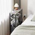 thumbnail image 5 of Narrow Side Table with Charging Station Slim End Table Sofa with Magazine Rack, Bedside Table for Small Spaces, 3 Tier Nightstand for Living Room Couch, Bedroom Oak Grey LET503QE, 5 of 5