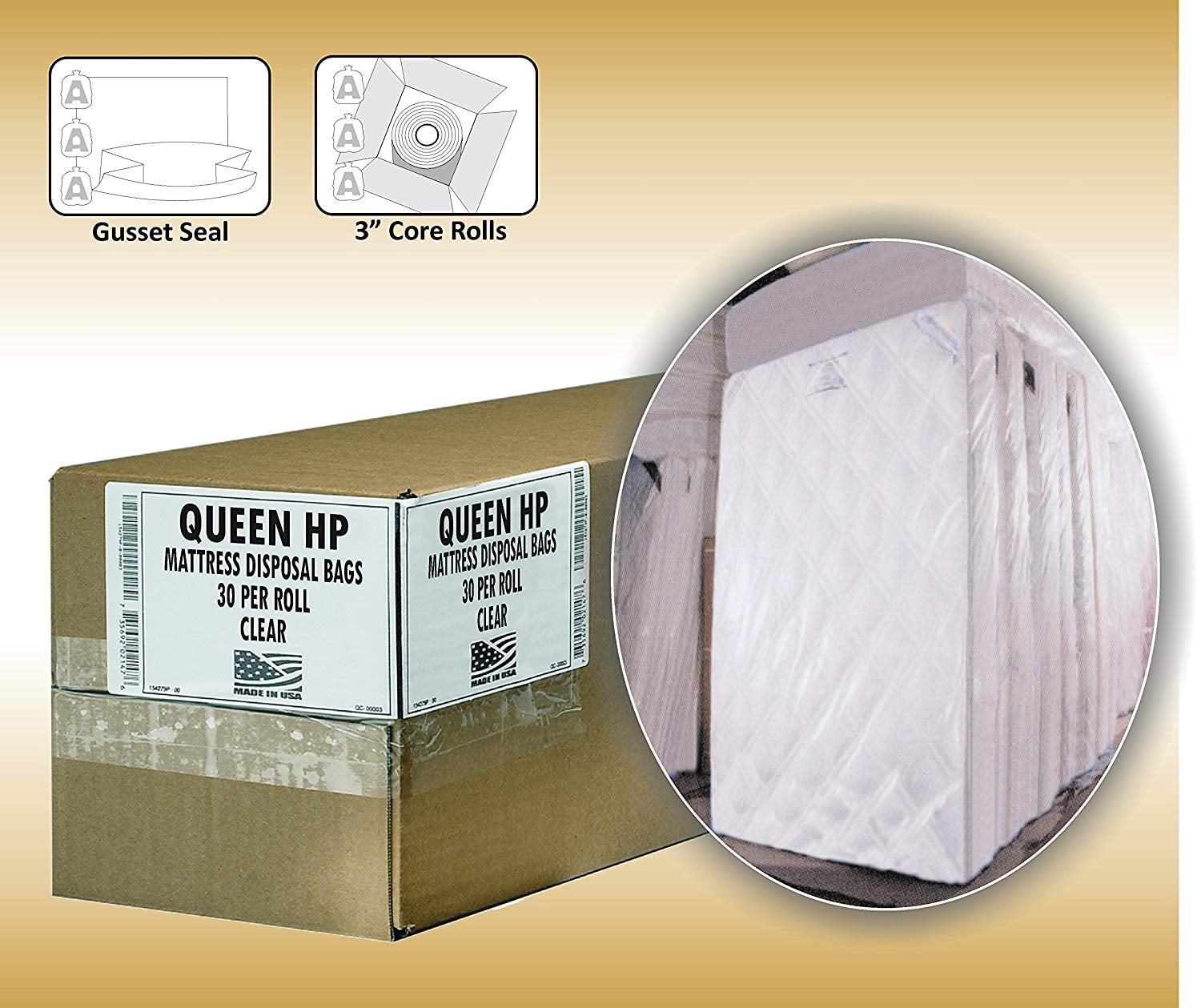 Aluf Plastics High Performance Queen Size Mattress 2.5 MIL (eq) Clear Waterproof Cover Bags - 72" x 94" - Pack of 30 - for Moving, Storage, & Commercial