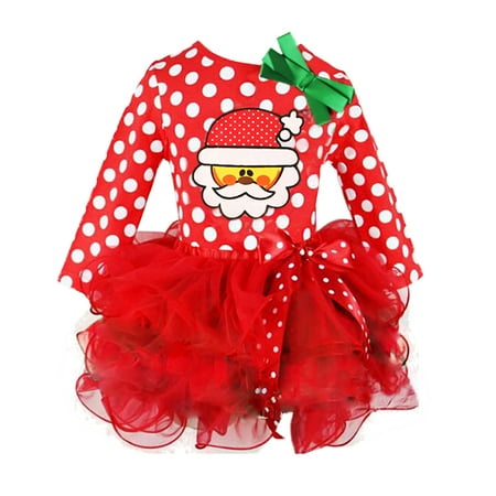 

SYNPOS 1-6T Toddler Baby Girls Long Sleeve Christmas Tutu Lace Skirts Princess Dress