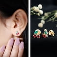thumbnail image 3 of Rosec Jewels Natural Ruby Cherry Earrings with Emerald and Diamond (AAA Quality) - Cute Fruit Earrings - with Jewelry Box, 18K Yellow Gold, 3 of 7