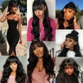 thumbnail image 5 of Middle Part Body Wave Human Hair Wig with Bangs for Black Women 3x1 Lace Wigs 210 Density, 5 of 5