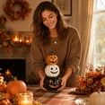 thumbnail image 5 of Konghyp Light Up 3 Stacked Pumpkin Figurine Halloween Tabletop Decor, Halloween Decoration, Glowing Pumpkin Ornament, Festive Home Decor, Fall Harvest Table Centerpiece, Seasonal Resin Decoration, 5 of 7