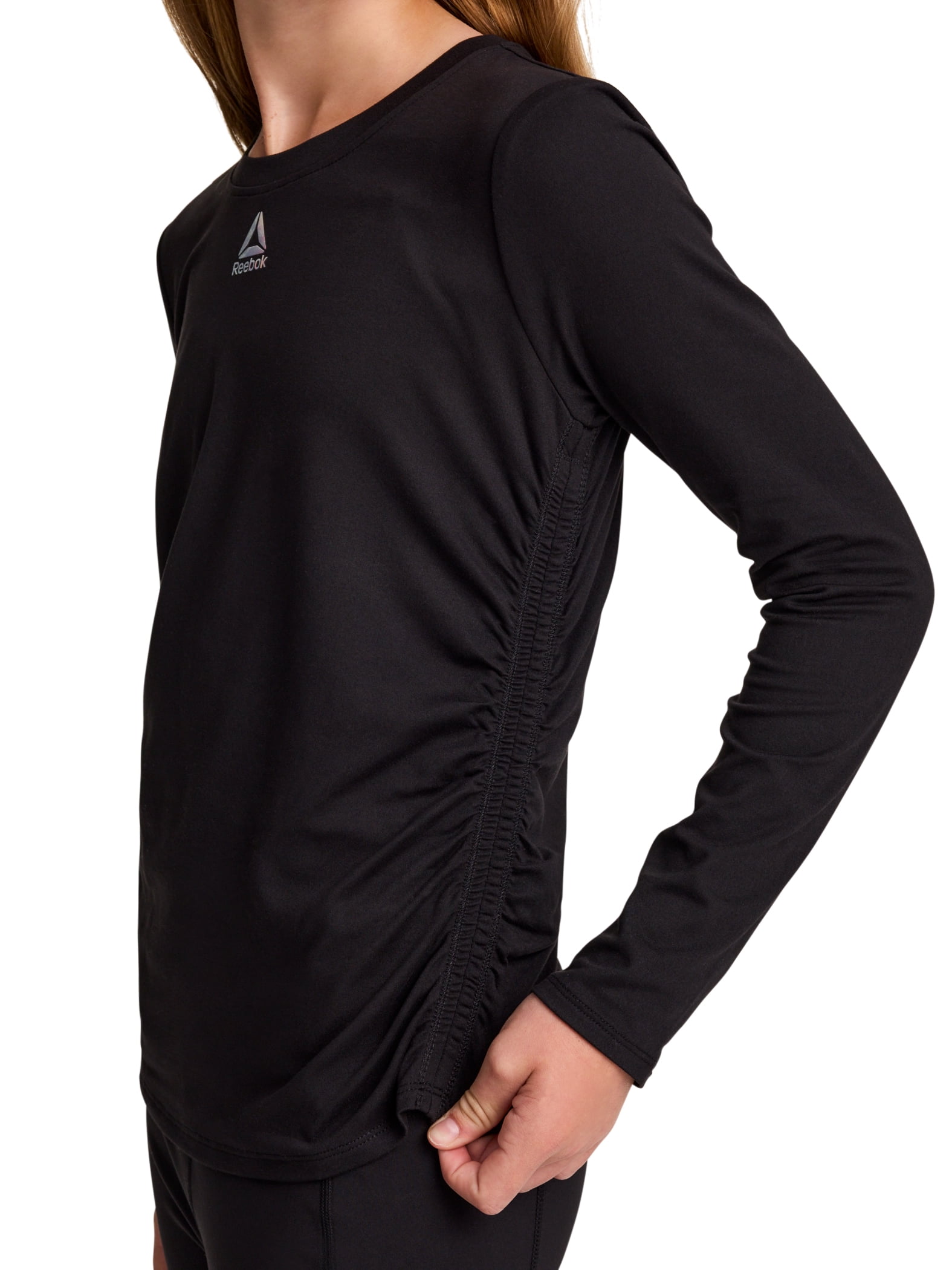 Reebok Girl's Legacy Side Ruched Long Sleeve Performance Top, Sizes 4-18